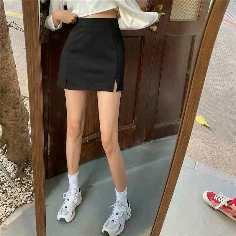 Quần giả váy xẻ đùi lưng siêu cao chất tuyết mưa đứng from không nhăn không xù lông thời trang Banamo Fashhion 637