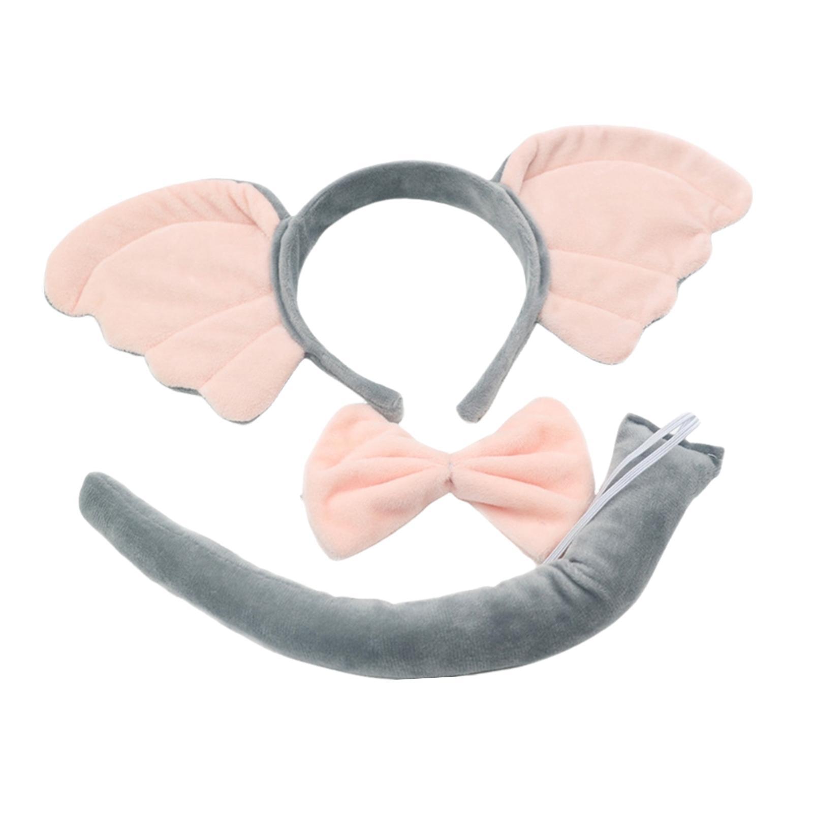 Elephant Costume Ears Headband Bowtie Tail for Stage Shows Carnival Dress up