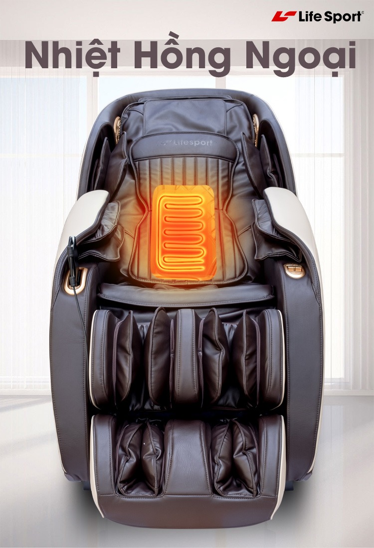 Ghế Massage Toàn Thân Lifesport LS-350 Plus, Ghế Massage Tích Hợp 5 Kỹ Thuật Và 8 Chương Trình Tự Động