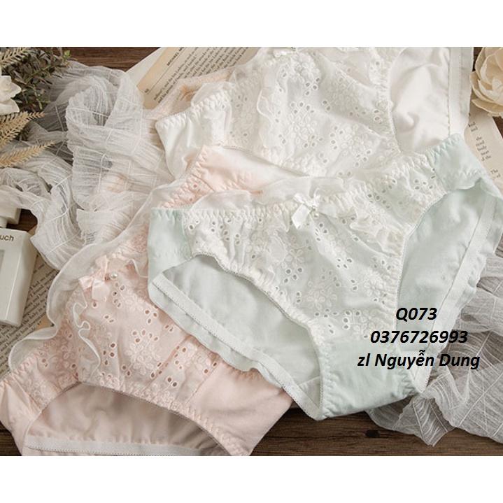 Quần Lót Nữ Cotton Hoa Đính Giả Ngọc Trai Xuất Đông Âu . Hàng Loại Đẹp.