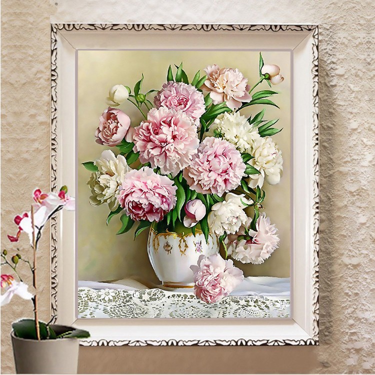 Tranh thêu kín Gia đình gà vs8091, kích thước 50 x 75 cm
