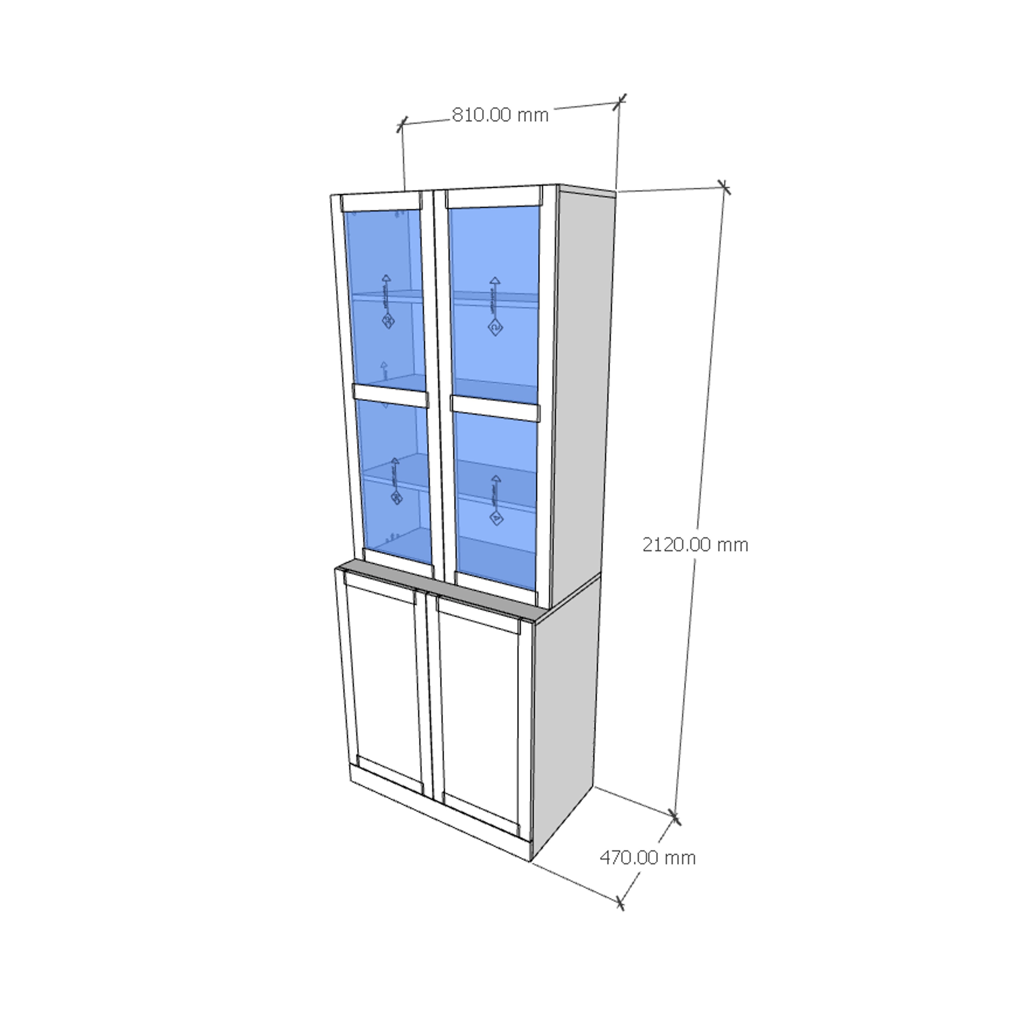 SCANDINA, Kệ sách cửa kính - 4 cánh mở, 81cm x 47cm x 212cm , KSA_048