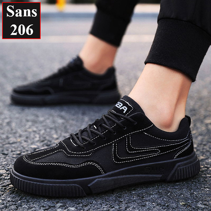 Giày sneaker nam Sans206 da lộn đế bằng cột dây giầy thể thao sports