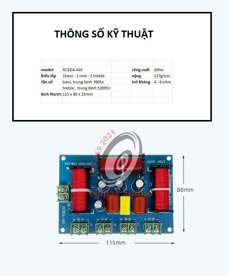 BỘ 2 CÁI MẠCH PHÂN TẦN 4 LOA GIA ĐÌNH - LOẠI 1 BASS 1 MID 2 TRÉP - PHÂN TẦN 4 ĐƯỜNG TIẾNG