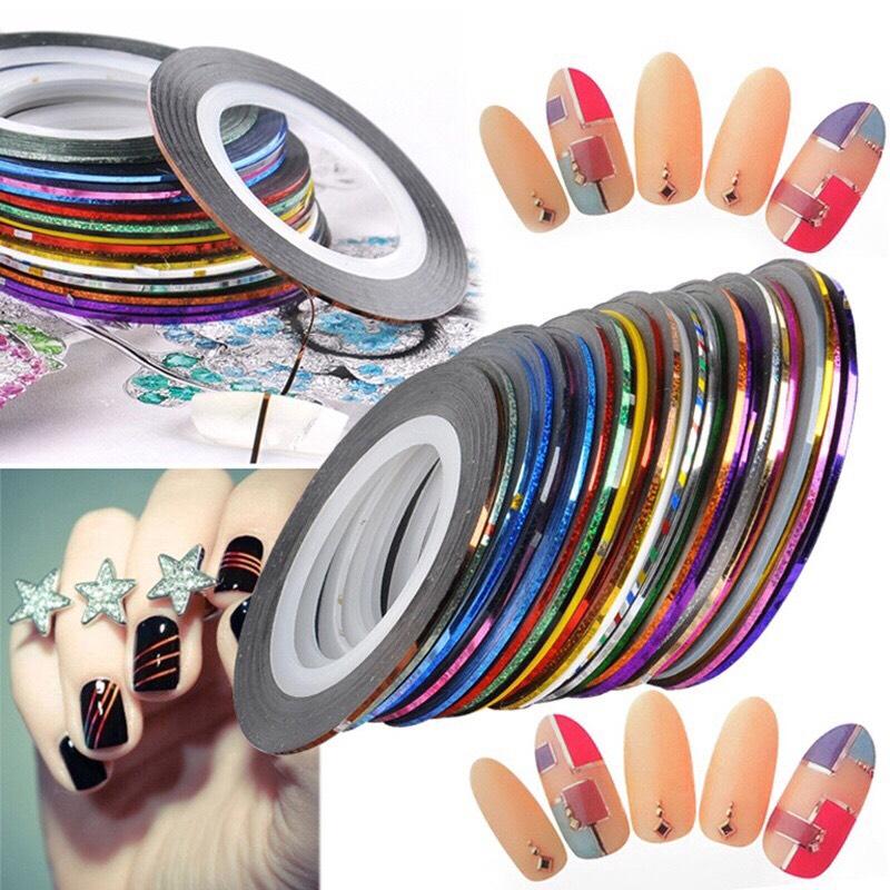 Băng keo dán móng lấp lánh 30 màu - sticker trang trí móng nail art N30