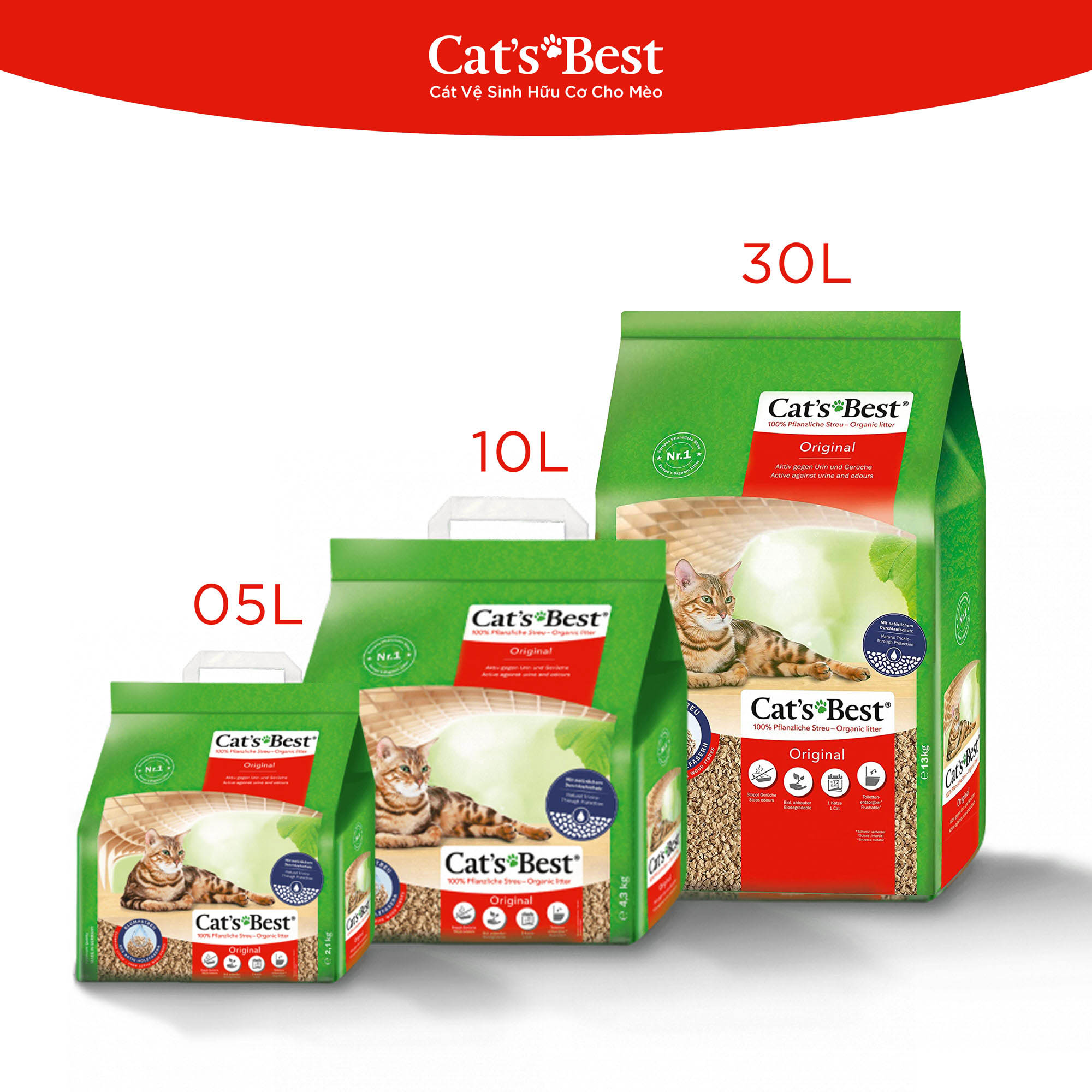 Cát Vệ Sinh Hữu Cơ Vón Cục Khử Mùi Và Vi Trùng Original Cat's Best CBOR05L (2.1kg)