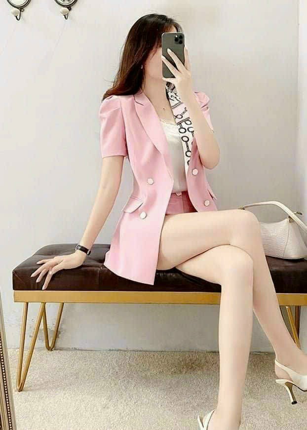 Vest Bộ nữ quần short tay ngắn thời trang
