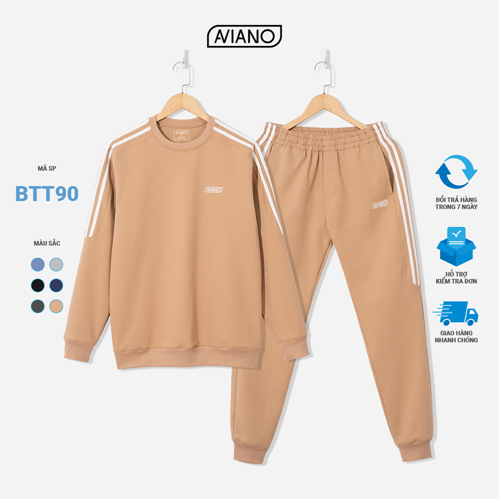 Bộ Thể Thao Nam 3 Sọc Mùa Đông Da Cá Chéo Thời Trang Thiết Kế AVIANO