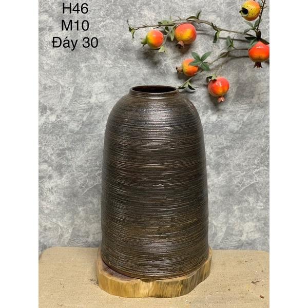 Bình cắm hoa dáng chuông H46cm, men mộc. Gốm sứ Bát Tràng.
