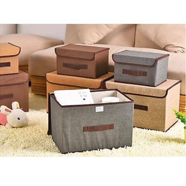 BỘ 2 HỘP ĐỰNG QUẦN ÁO CHẤT LIỆU VẢI KHUNG CỨNG TIỆN DỤNG