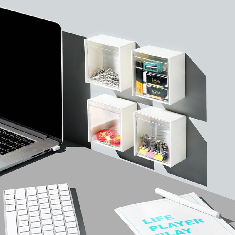 Hộp đựng đồ nắp lật trong suốt gắn tường 8 x 8cm