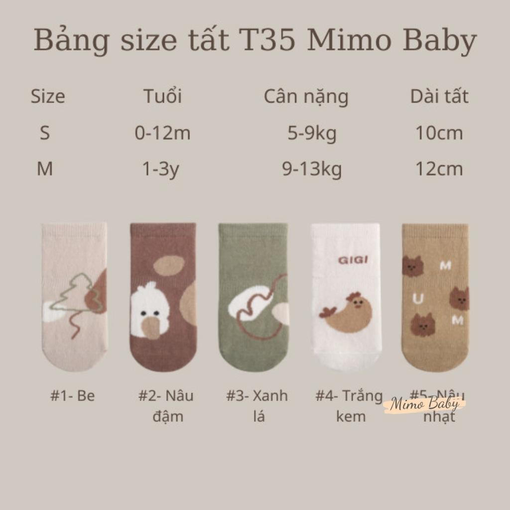 Tất vớ cao cổ chống trơn trượt in hình gấu dễ thương cho bé T35 Mimo Baby