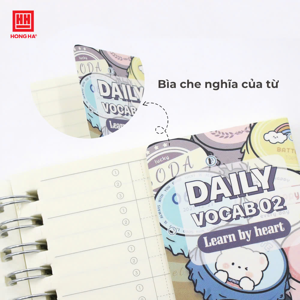 Sổ tay lò xo ghi chép học từ vựng Daily Vocab 02 Hồng Hà 200 trang - 4179