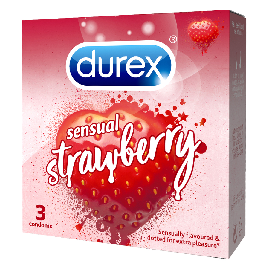 Hình ảnh Bao cao su Durex Sensual Strawberry hộp 3 bao