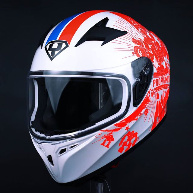 Mũ bảo hiểm Fullface YOHE 978 STORM - 27# Glossy P.White Fluo Blue/Fluo Orange - M