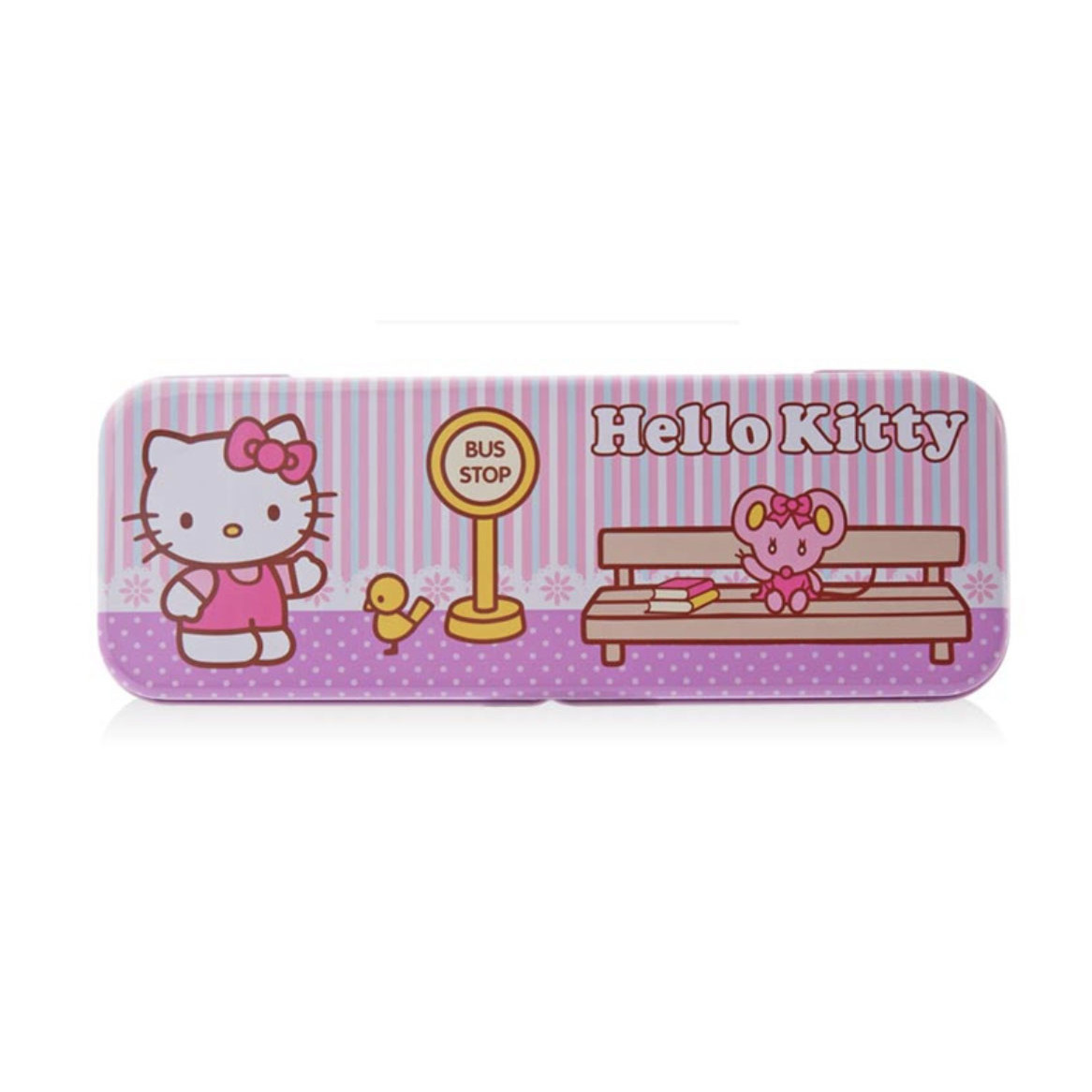 Hộp bút tiểu học kim loại hai ngăn Hello Kitty 20x8x3cm