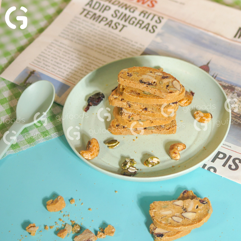 Bánh Biscotti nguyên cám thuần chay GUfoods - Lành mạnh, Thơm ngon, Phù hợp Ăn kiêng, Eat clean