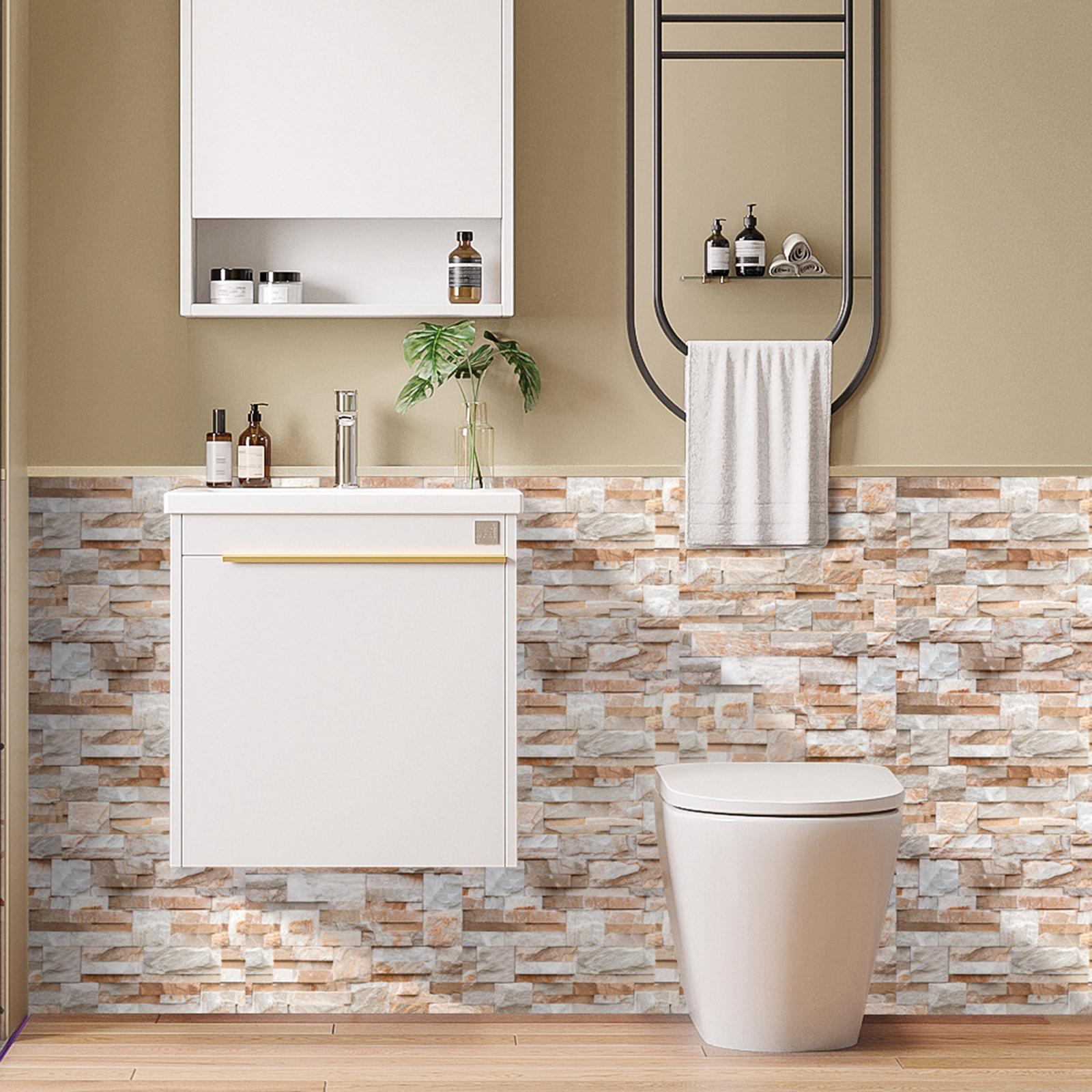 4Pcs 3D Brick Wallpaper  Wall Stickers Waterproof Self Paste Decorative Wall Decal Wall Panels for Furniture Laundry Dining Room