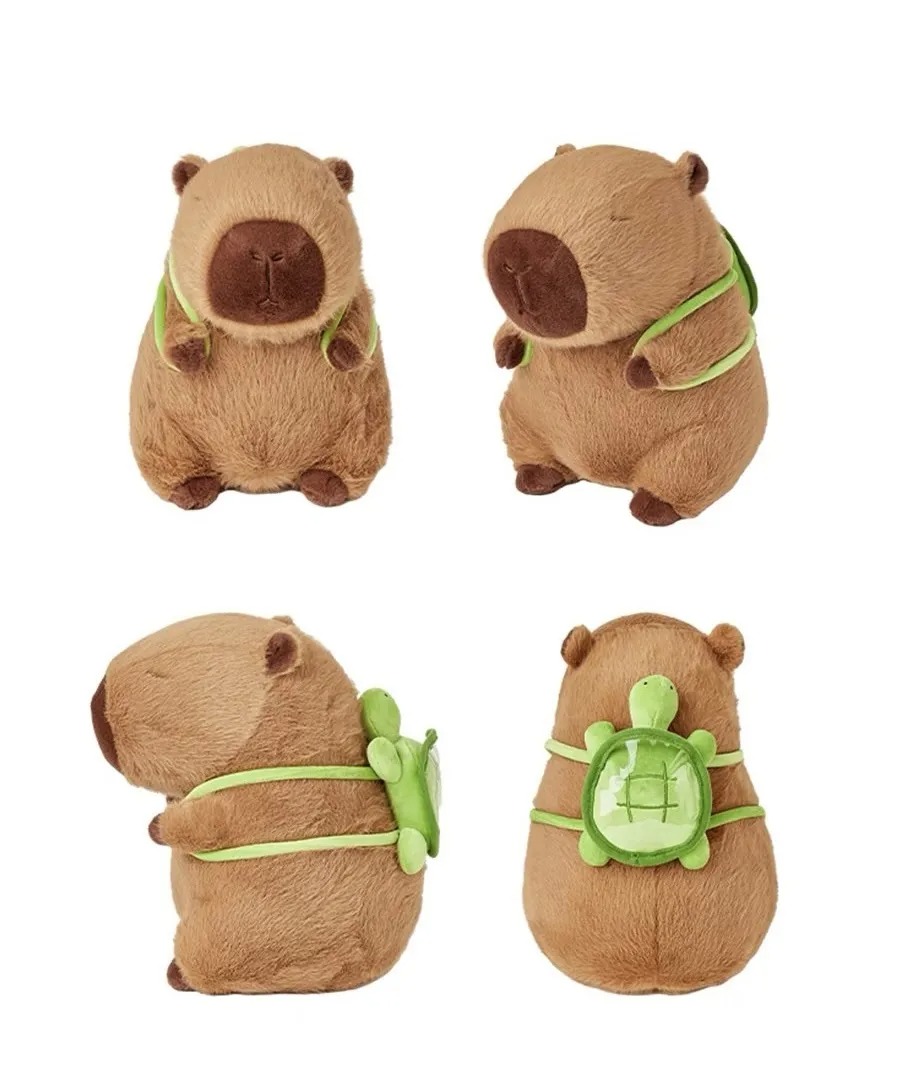 Thú nhồi bông Capybara đeo balo rùa xanh êm mịn dễ thương cao cấp - Size từ 25cm đến 35cm - Quà tặng gấu bông Capybara nhồi bông dễ thương - Gối ôm mềm mịn cho bé