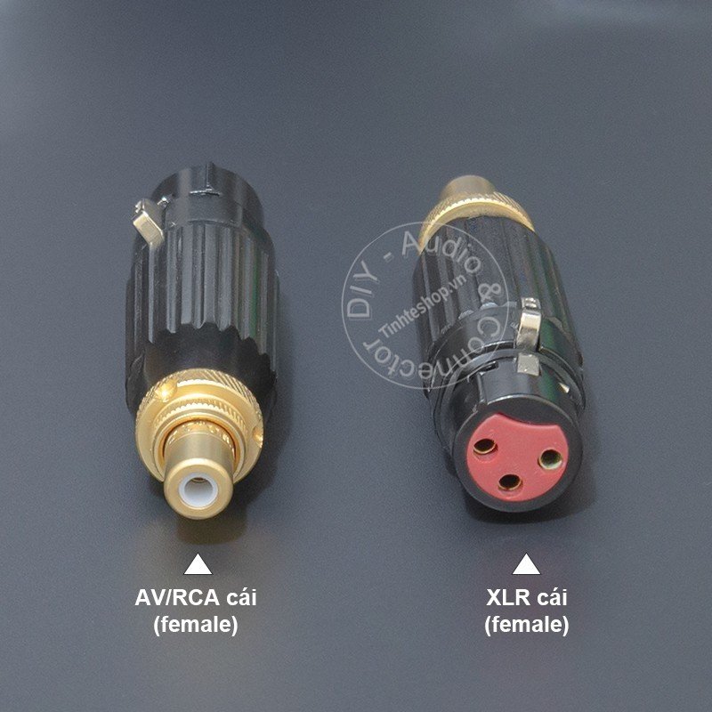 Giắc canon đực ra hoa sen 1 cặp lõi đồng mạ bạc - DIY XLR male to RCA female converter