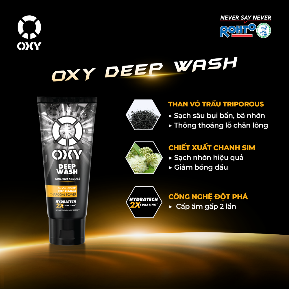 Kem Rửa Mặt Có Hạt Sạch Sâu Oxy Deep Wash