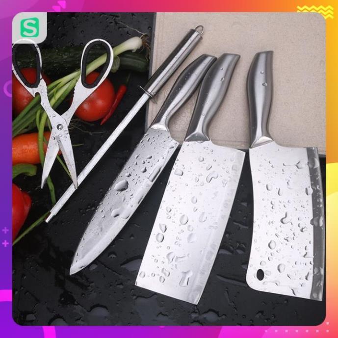 Bộ dao Nhật inox 6 món cao cấp kèm khay đựng