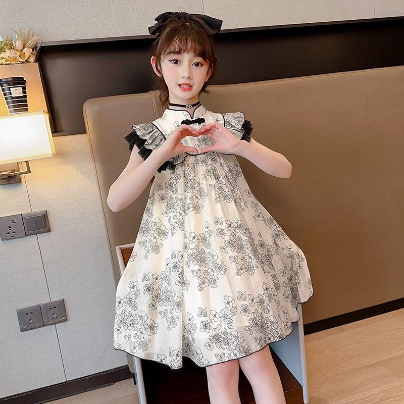 CHENGRUI cô gái ăn mặc mùa hè 2023 thời trang phù hợp với phong cách phương Tây trẻ em váy công chúa trẻ em váy cô gái váy mùa hè