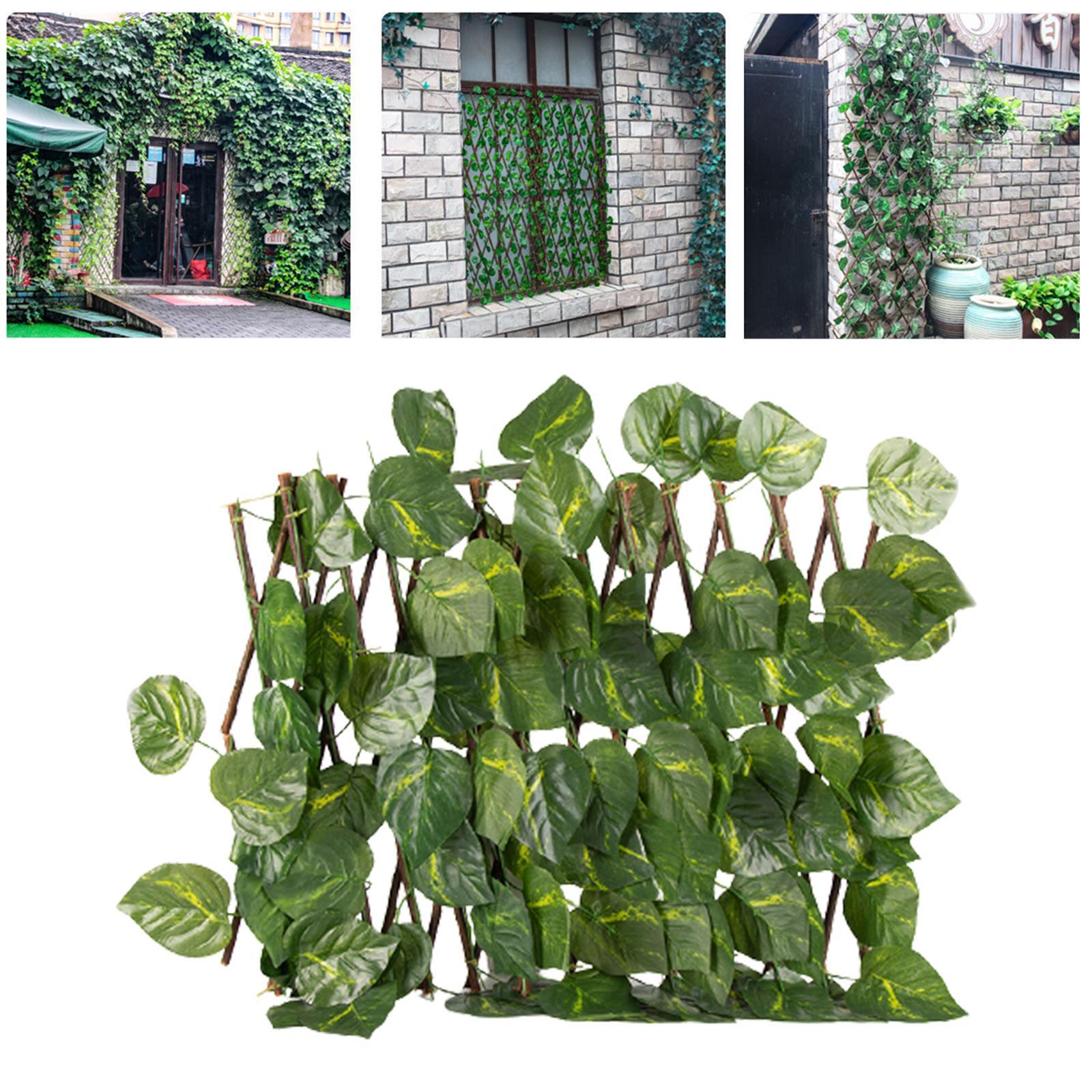 Retractable Garden Fence Privacy Screen Outdoor Evergreen Leaves