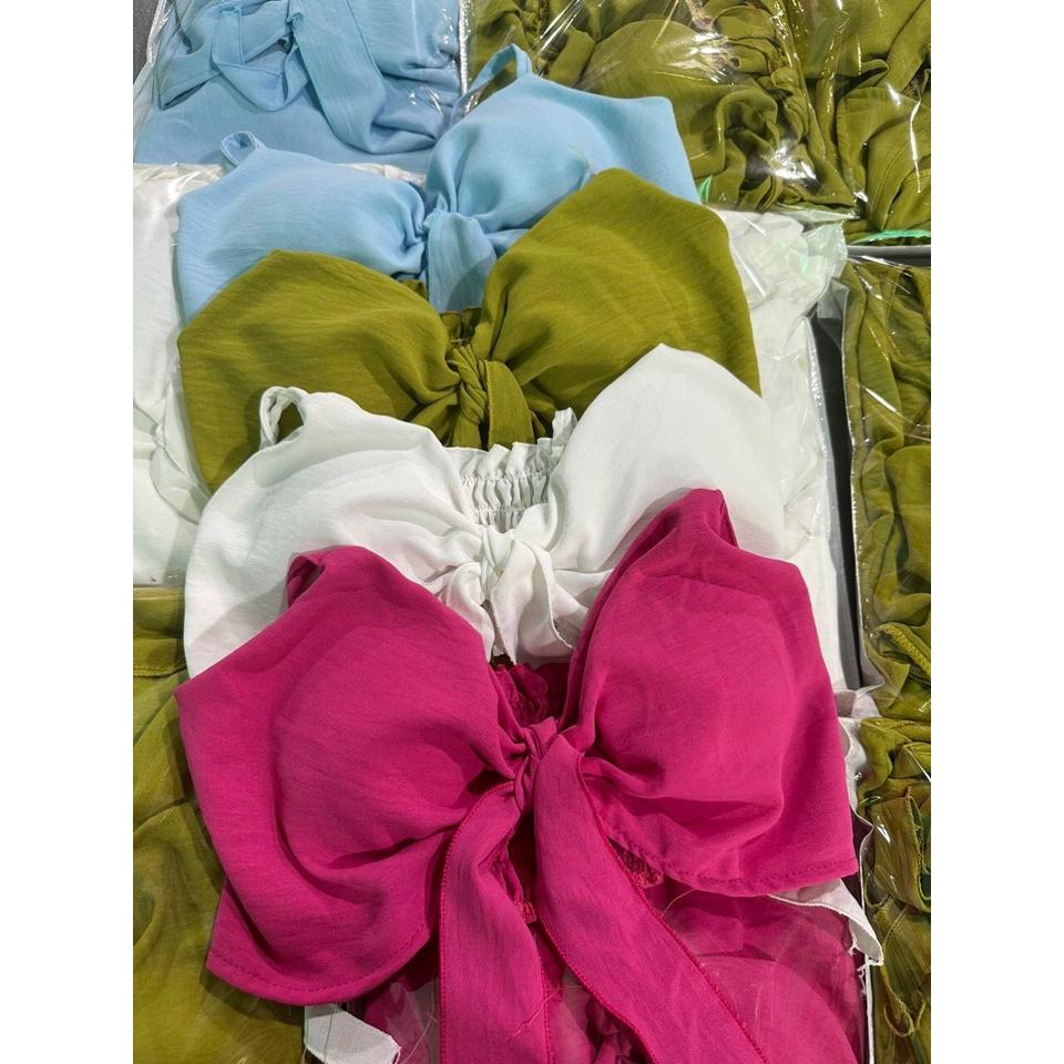 SET ĐI BIỂN, SET BỘ 3 MÓN ÁO KHOÁT SƠ MI TAY DÀI KẾT HỢP ÁO BRA CÓ DÂY THẮT NƠ VÀ QUẦN SUÔNG ỐNG RỘNG CỰC SANG CHẢNH