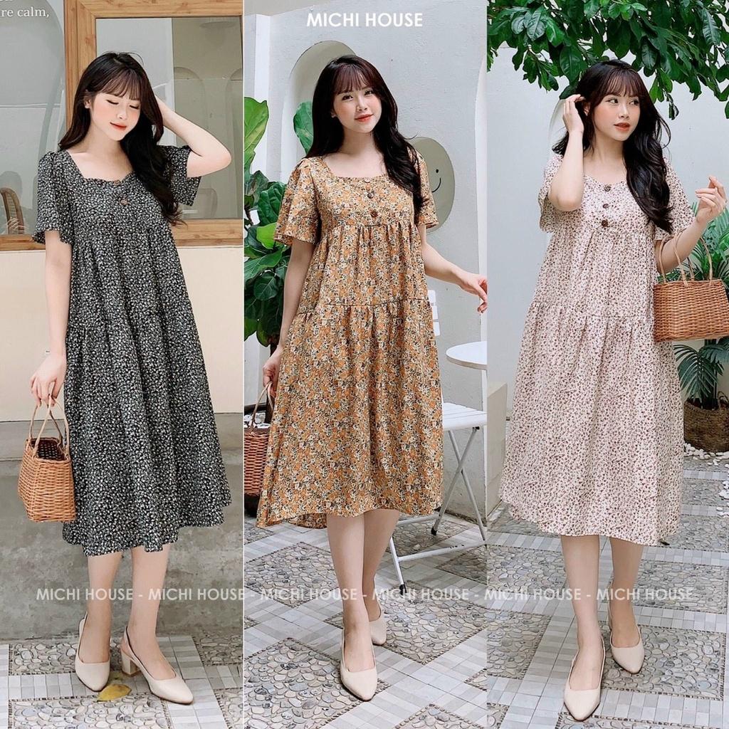 Đầm bầu công sở thiết kế - váy bầu cao cấp hoa nhí xinh xắn mùa hè