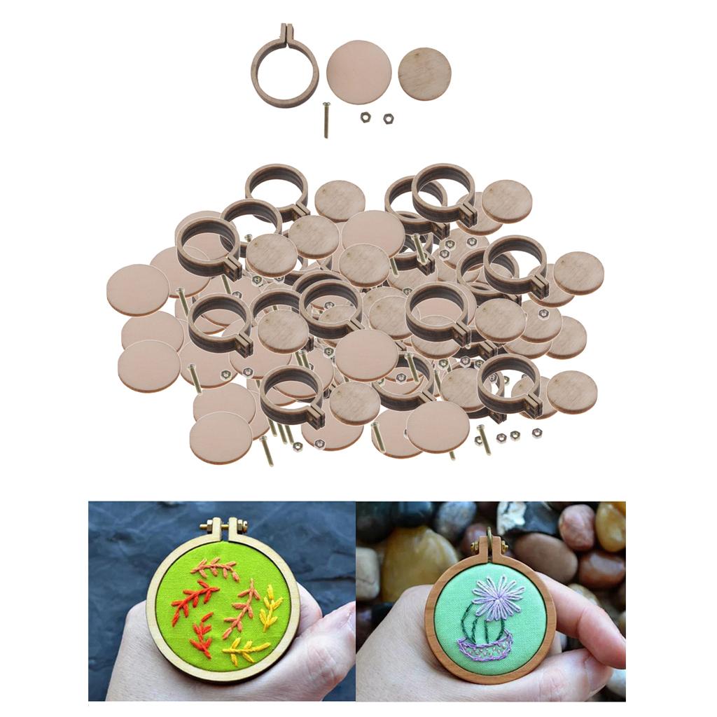 90Pcs Wooden Embroidery Hoop Cross Stitch Hoop Ring for Sewing Supplies