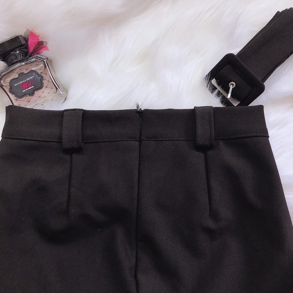 Chân váy công sở dài bigsize kèm belt màu đen dài 63cm CR63V39