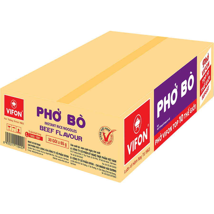 Thùng 30 Phở Bò VIFON  (65g / Gói)