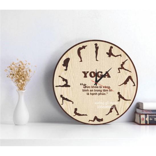 (Mẫu Mới) Đồng Hồ Treo Tường Yoga Nghệ Thuật Khắc Logo Theo Yêu Cầu