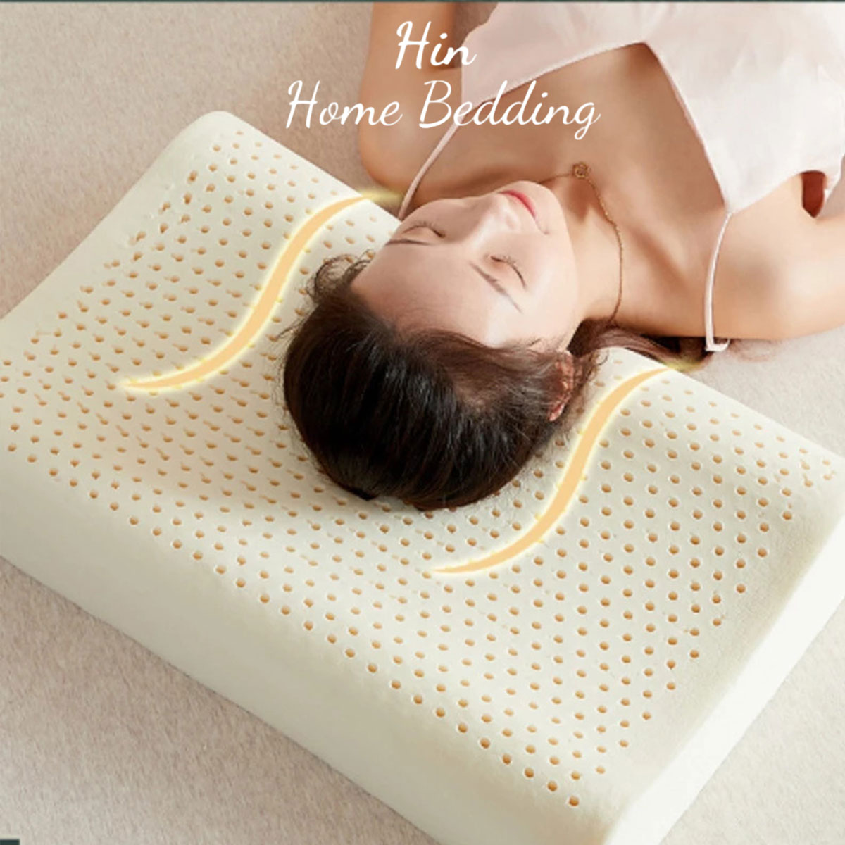 Gối Cao Su Massage Thiên Nhiên Kết Hợp Lượn Sóng Hin Home Bedding Gối Ngủ Nằm Êm Ngủ Ngon