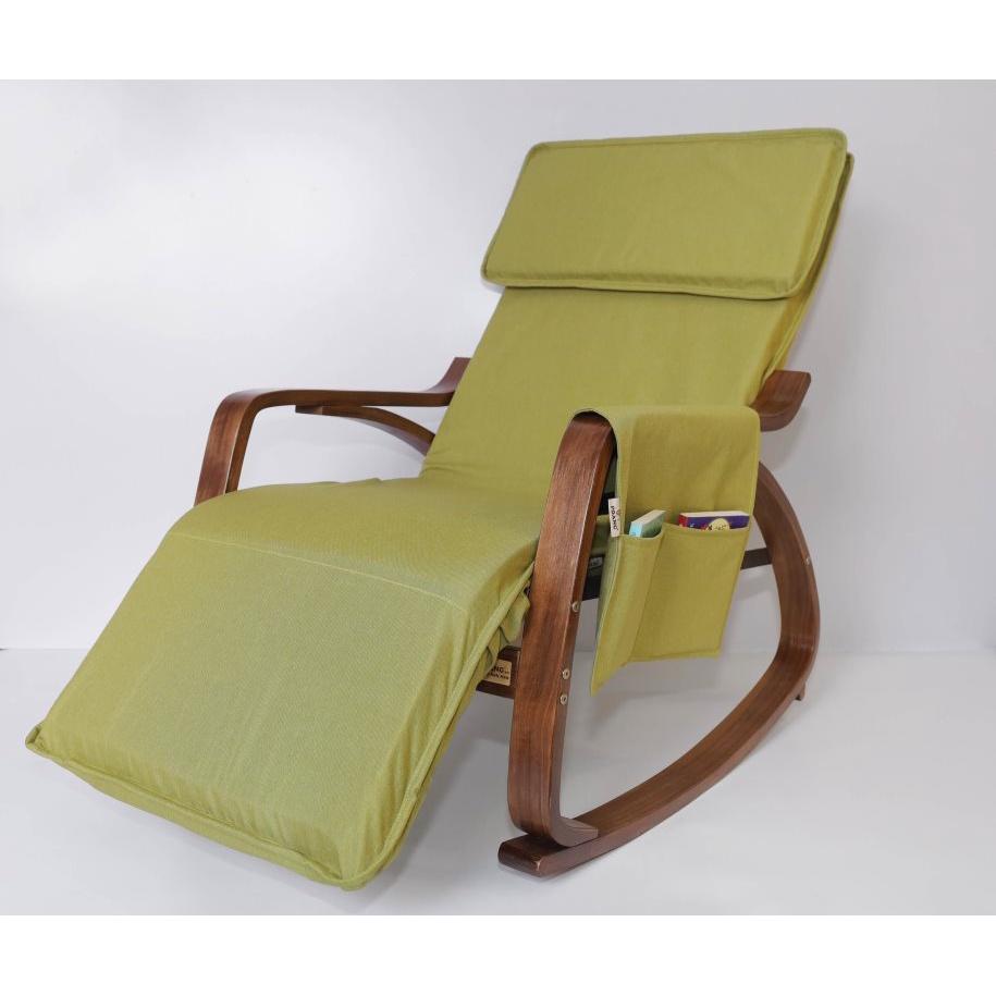 Ghế Poang Rocking Chair khung plywood óc chó_tựa lưng và gác chân có thể điều chỉnh