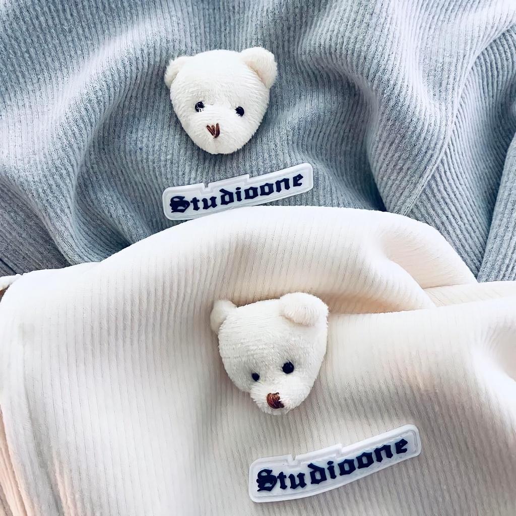 Áo Hoodie Zip Unisex Nam Nữ Hình Gấu Studio Nỉ Gân
