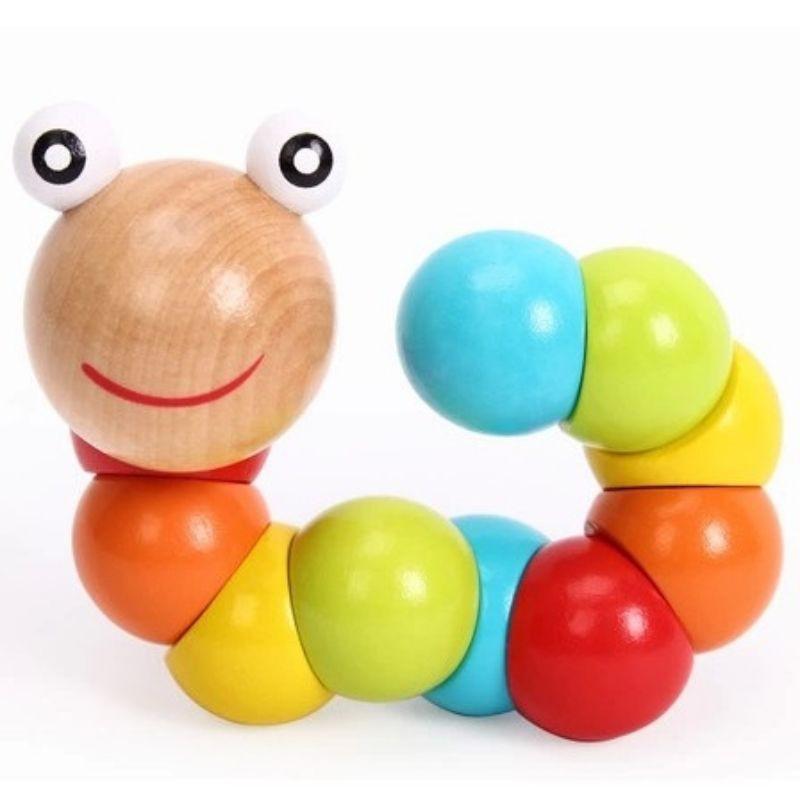 Đồ chơi con sâu gỗ uốn dẻo cho bé