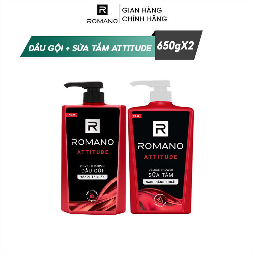 Combo Dầu gội và Sữa tắm cao cấp Romano Attitude sang trọng đẳng cấp 650gr