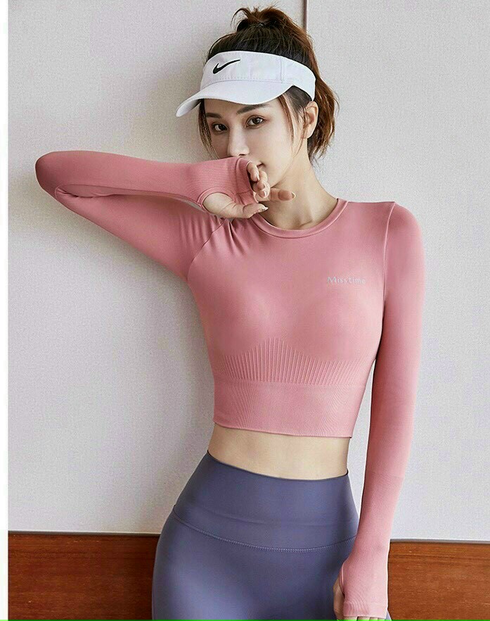 Áo Dài Tay Croptop Dệt Kim tập Gym Yoga Zumba Aerobic Running