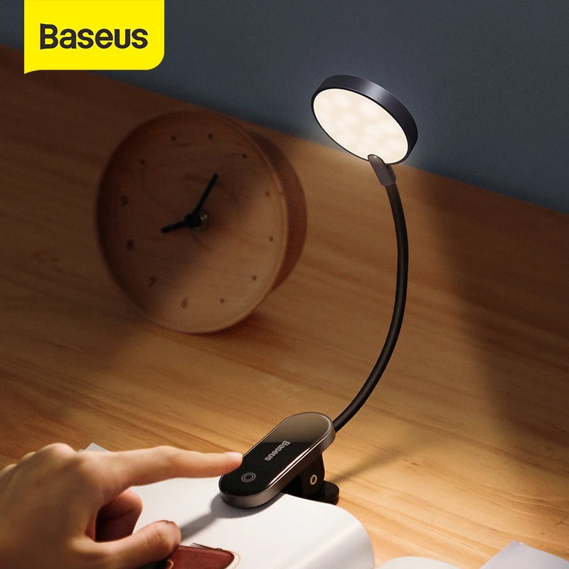 Đèn kẹp đọc sách mini Baseus Comfort Reading Mini Clip Lamp (Dịu mắt, chân kẹp, 3 mức sáng, pin sạc 350mAh)- DGRAD- Hàng chính hãng
