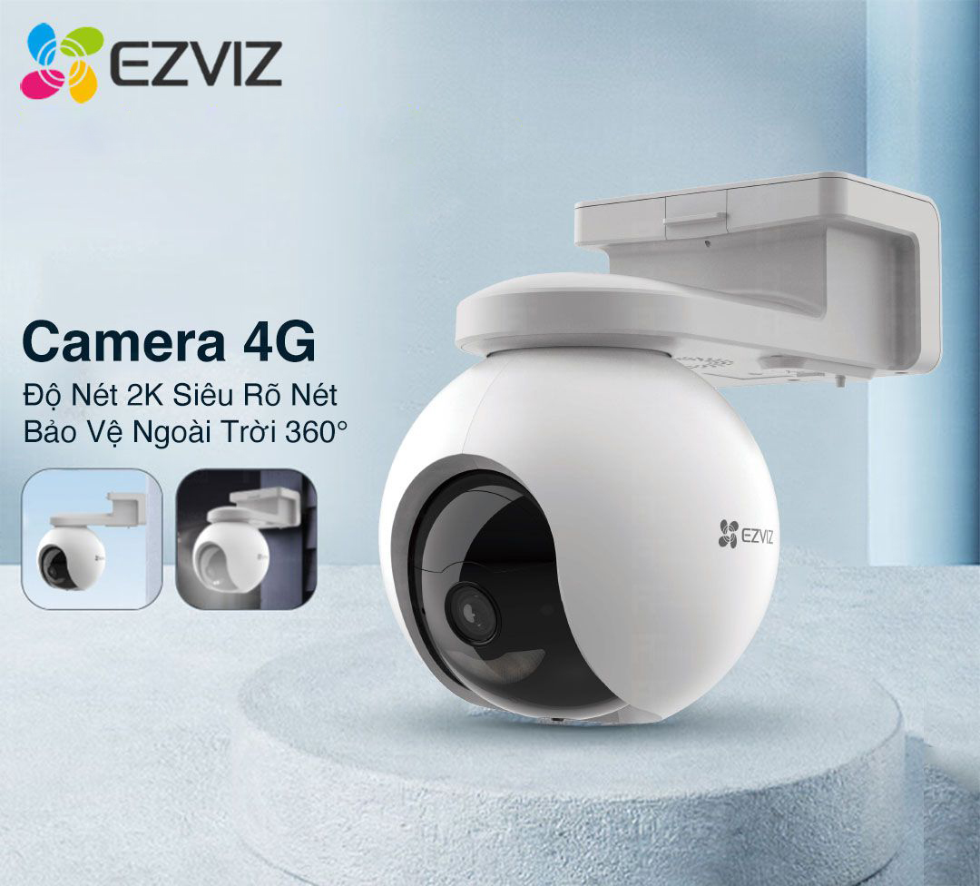 Camera Ezviz EB8 2K Dùng Sim 4G Kèm Pin Năng Lượng Mặt Trời - Hàng chính hãng