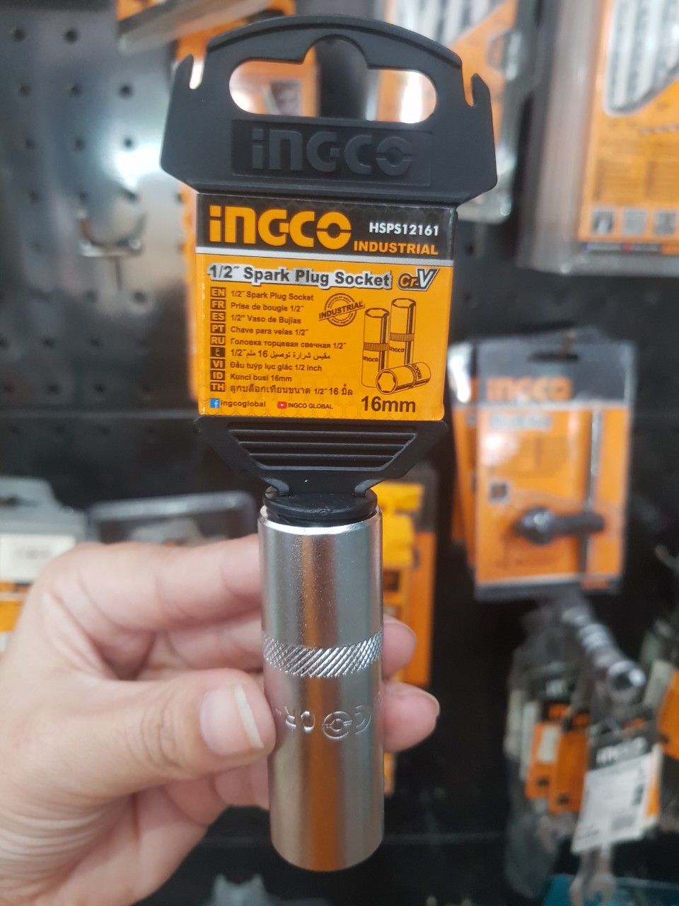 Đầu tuýp mở bugi 1/2"-16mm ingco HSPS12161