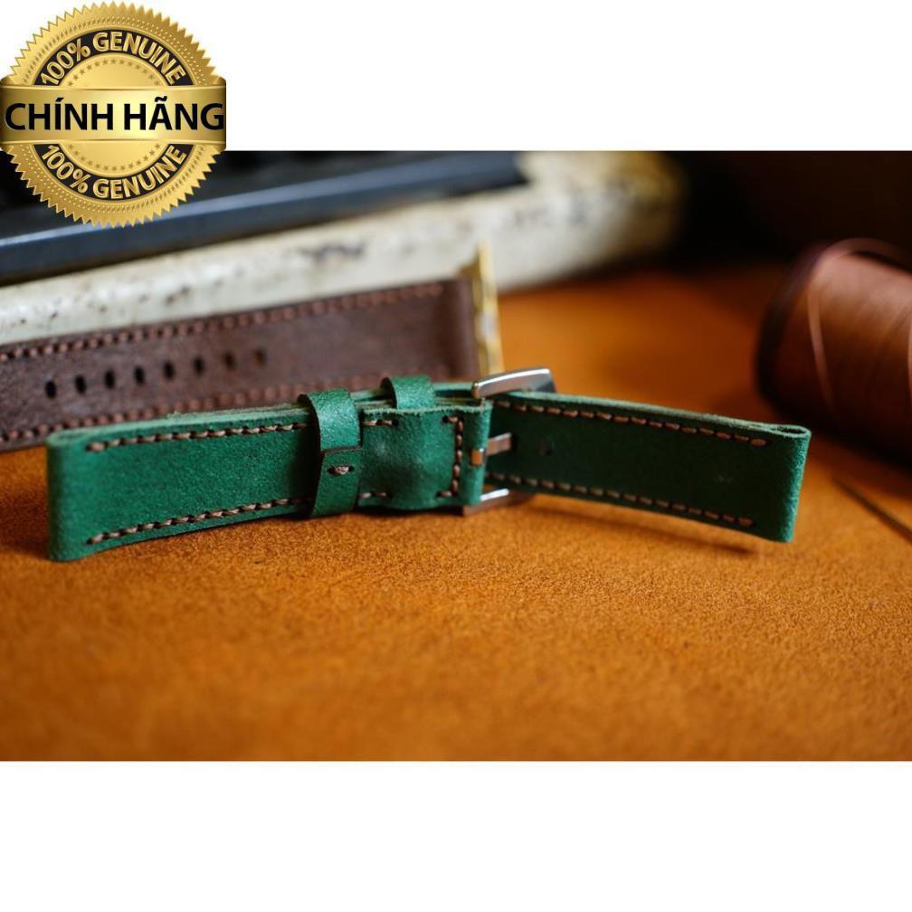 DÂY ĐỒNG HỒ DA BÒ LỘN MÀU XANH LỤC CAO CẤP - CHÍNH HÃNG RAM LEATHER (1962) .