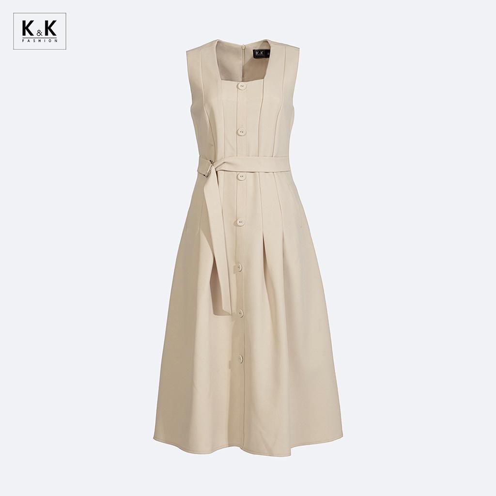 Đầm Midi Dáng Xòe Tùng Váy Xếp Ly K&amp;K Fashion KK140-12 Chất Liệu Carolan