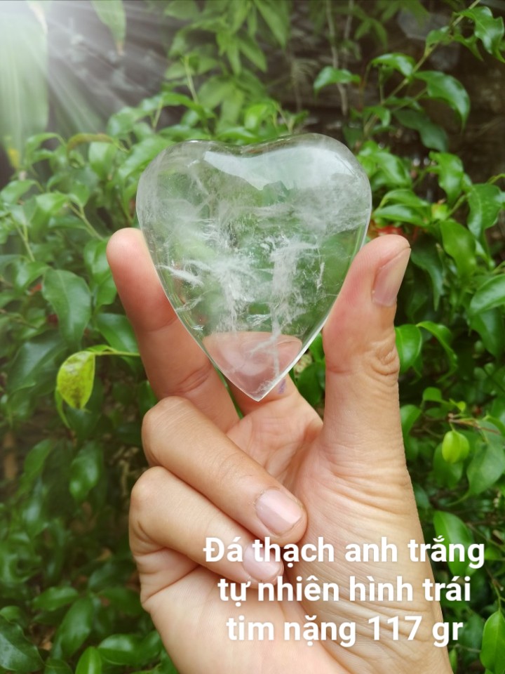 Trái Tim Đá Thach Anh Trắng, Đá Trang Trí, Sưu Tầm, Chặn Giấy - Đá Phong Thủy