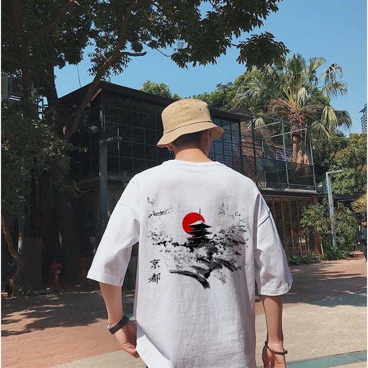 Áo Thun Tay Lỡ Unisex Tháp Mặt Trăng Đỏ