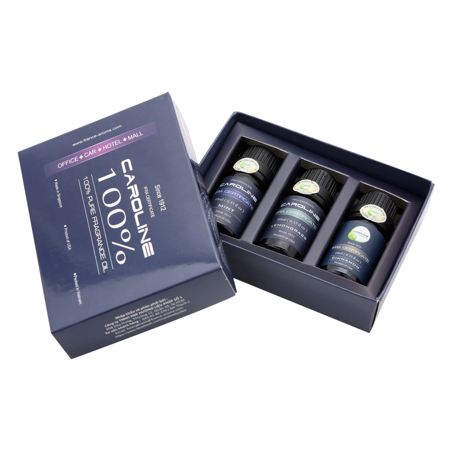 Combo 3 Chai Tinh Dầu Caroline 10ml - Sả Chanh, Quế, Bạc Hà