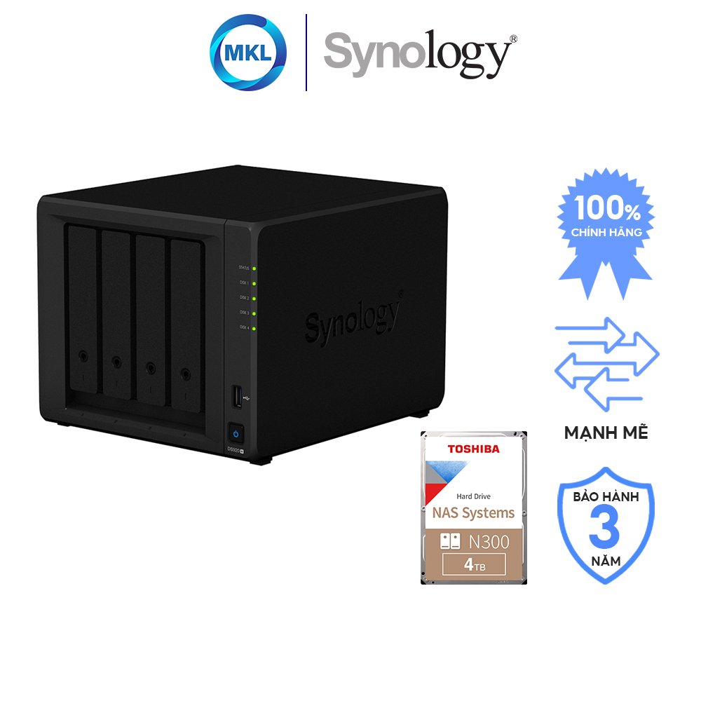 Combo Thiết bị lưu trữ NAS Synology DS920+ kèm 1 ổ cứng Toshiba NAS N300 4TB - Hàng chính hãng