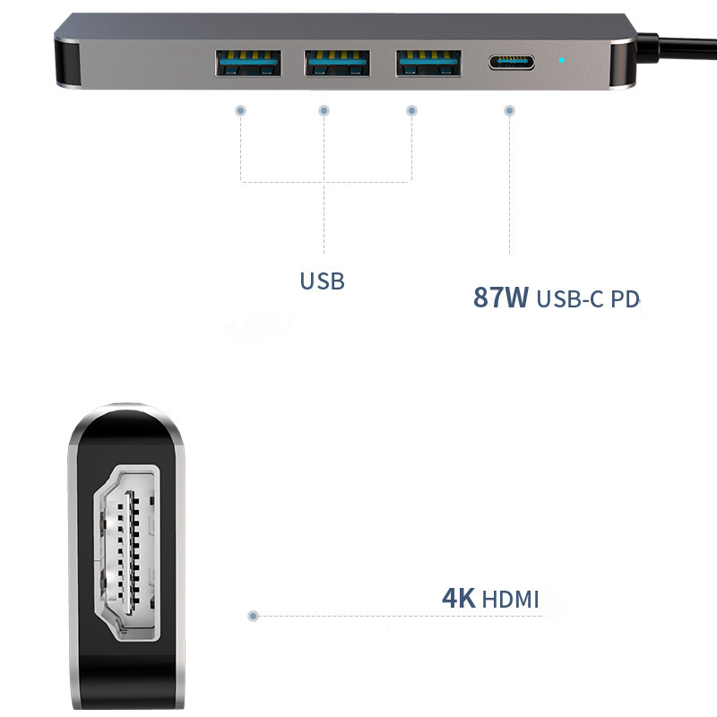 Thiết bị mở rộng USB type C Thunderbolt 5 in 1 ra cổng 3 USB/HDMI/PD